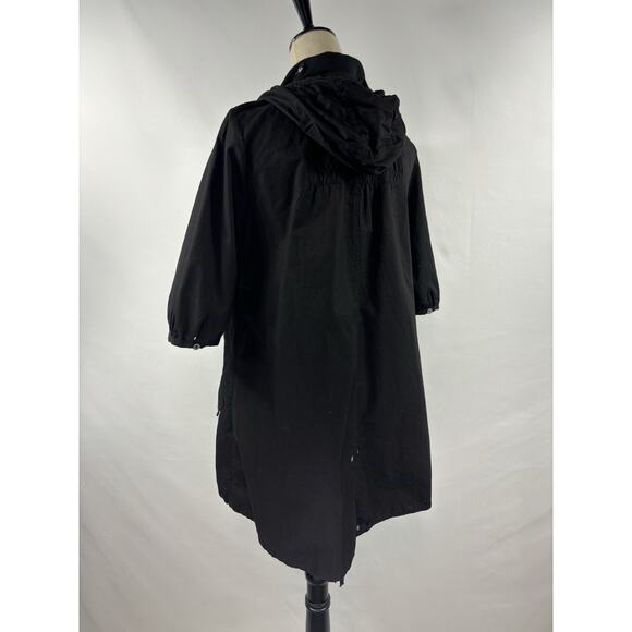 Cumar Italy Utility Jacket Black Medium Drawstring Hidden Hood Short Sleeve - Picture 4 of 15